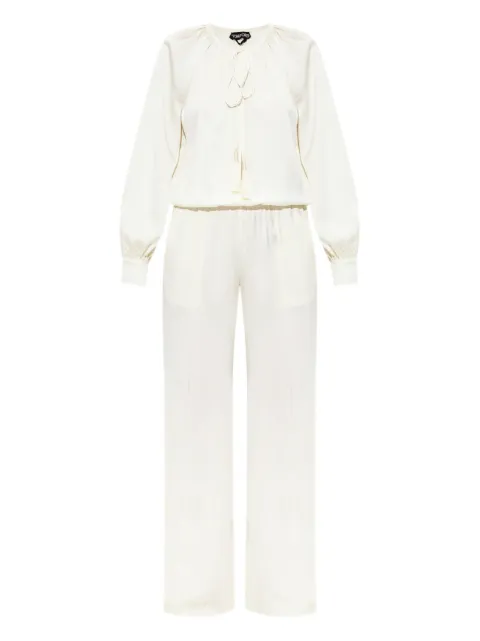 TOM FORD long-sleeves gathered jumpsuit White TU0287FAX1512