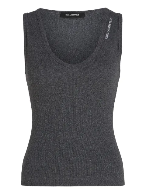 Karl Lagerfeld V-neck ribbed tank top Grey A3W17117255