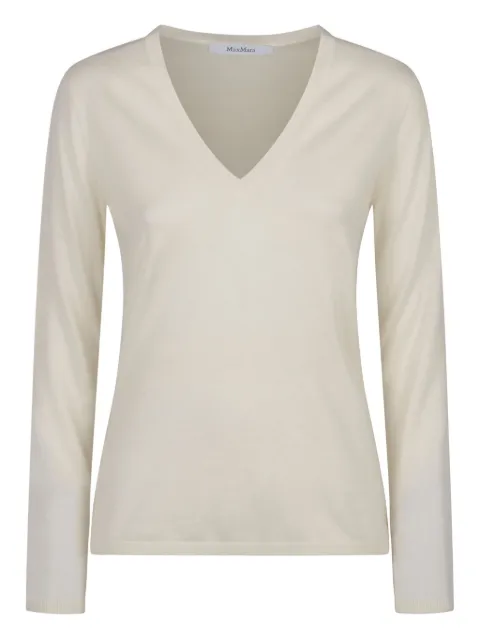 Max Mara V-neck long-sleeve top White 2511361131600