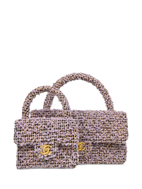 CHANEL Pre-Owned 1995 Tweed Single Flap two-in-one handbag set Purple 3000536