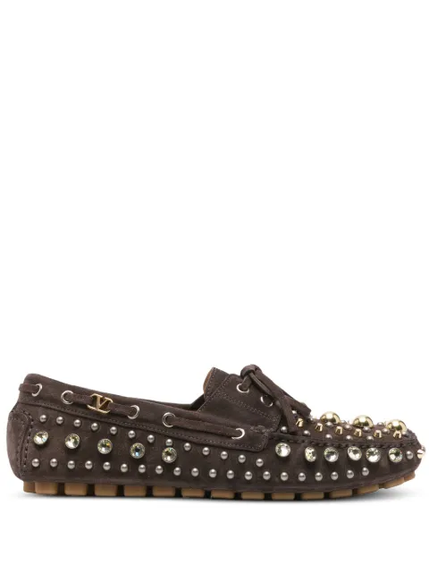 Valentino Garavani studded suede boat shoes Brown WS0MQ2REW