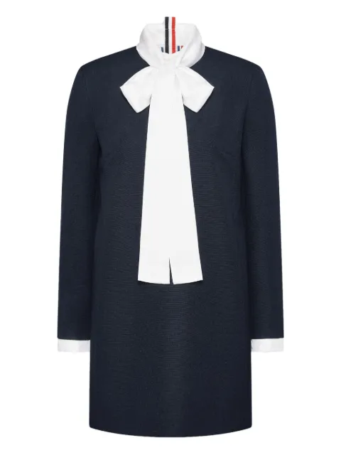 Thom Browne bow-collar wool shift dress Blue FDSF38CF0582