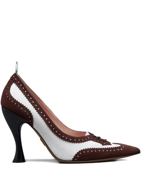 Thom Browne calf suede low throat wingtip pumps 90mm Brown FFI010AL0037