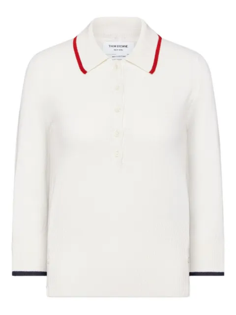 Thom Browne Browne 65 cashmere polo top White FKP126AY2001