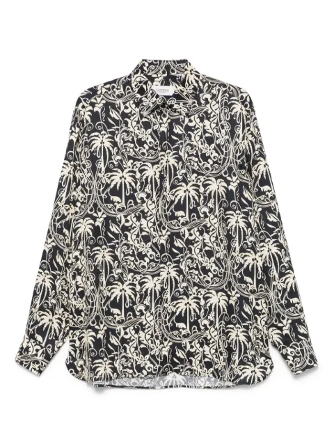 Laneus palm-tree print shirt Black S5LAMASI258