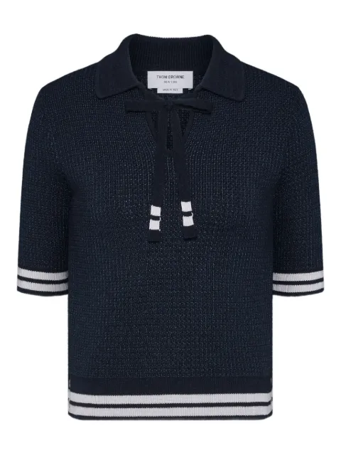 Thom Browne tuck-stitch polo top Blue FKP128BY4007
