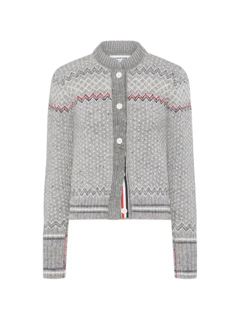 Thom Browne fair isle jacquard donegal cropped cardigan Grey FKC677AY1506