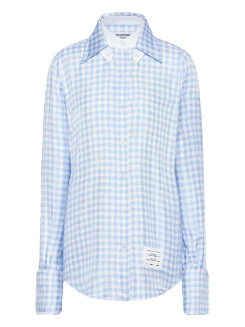 Thom Browne silk twill gingham shirt Blue FLR016CF1040