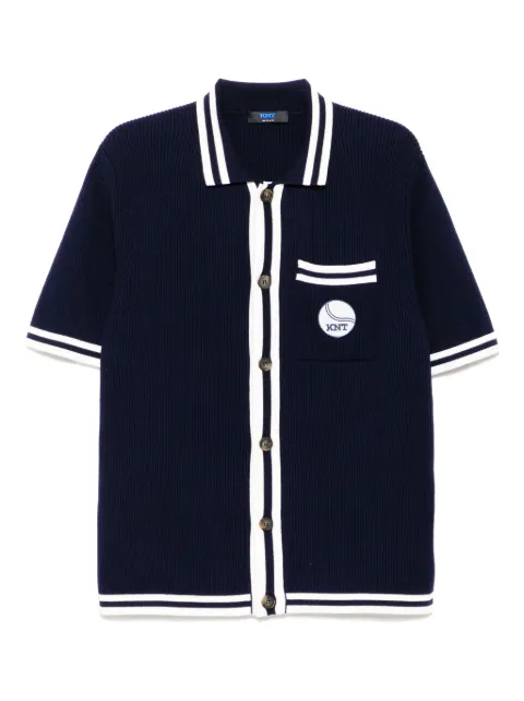 Kiton logo-patch shirt Blue UMM064403
