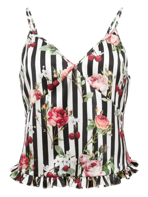 Fleur Du Mal printed ruffled tank top Black TP0361