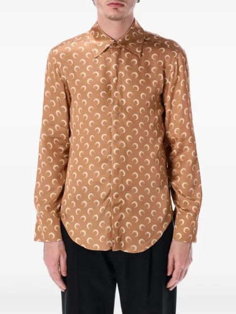Marine Serre crescent moon-print shirt Neutrals USI024BCWOV0059