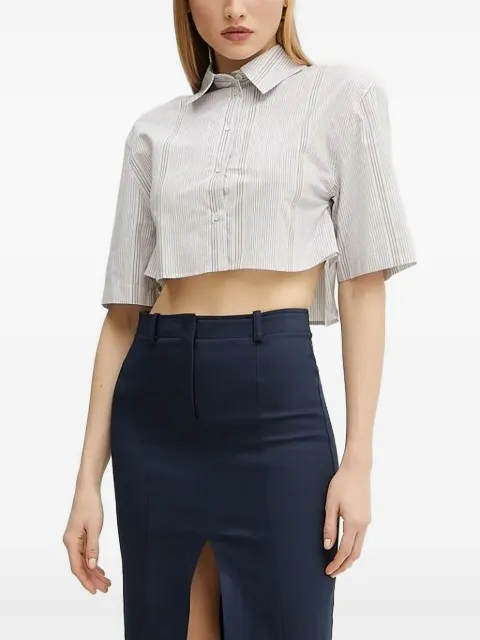 Patrizia Pepe striped cropped shirt Grey 2C1601A569