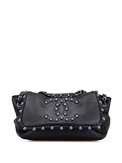 CHANEL Pre-Owned 2008-2009 Lambskin Pearl Obsession Flap shoulder bag Blue A07OIQMX8O9XJ60M