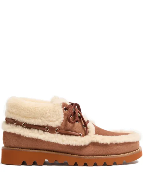 Valentino Garavani vlogo signature shearling loafers Brown YS0L39WNM