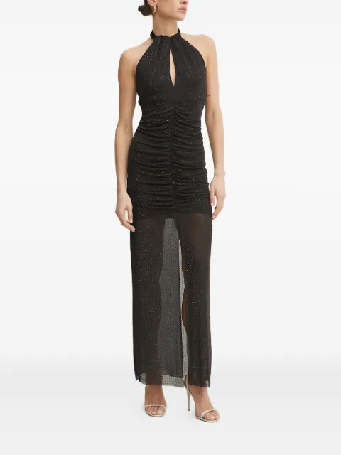 GUESS USA embellished halterneck midi evening dress Black W5RK51KCJO0