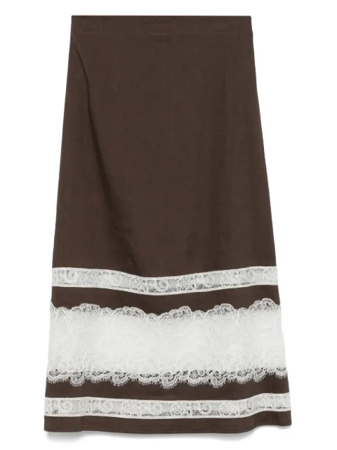 Lorena Antoniazzi lace-detail midi skirt Brown P2550GO15A3347
