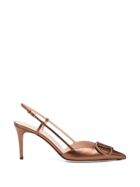 Valentino Garavani VLogo signature slingback pump in laminated nappa leather 80mm Brown WS0R01WYB