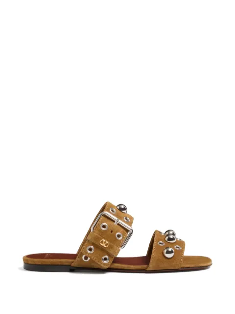 Valentino Garavani Nellcôte crust leather slide sandal Brown WS0MM4YTB