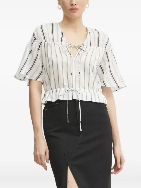 PINKO tie-neck striped top White 104947A2FY
