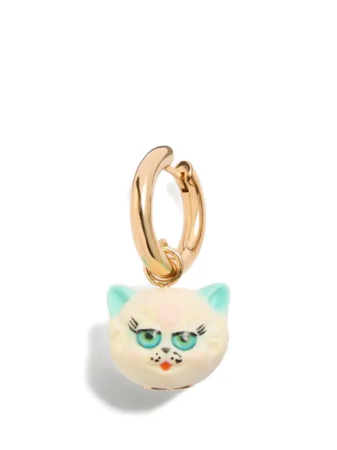 Valentino Garavani Le Chat De La Maison single earring in metal and nylon Gold WJ0AS4VQY