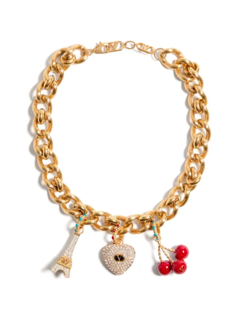 Valentino Garavani Chez Valentino necklace in metal, enamel and Swarovski® crystals Gold WJ0AR1VTI