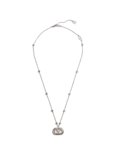 Valentino Garavani Vlogo Signature metal necklace with pearls and swarovski crystals Silver WJ0AQ2QEU