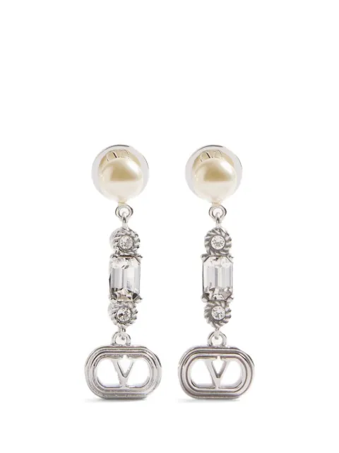 Valentino Garavani VLogo Signature crystal-embellished earrings Silver WJ0AI8WKD