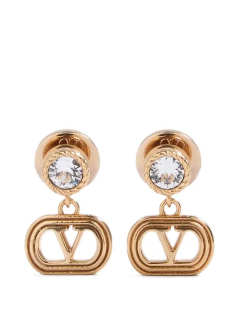 Valentino Garavani VLogo Ovalette crystal-embellished earrings Gold WJ0AI4YCW