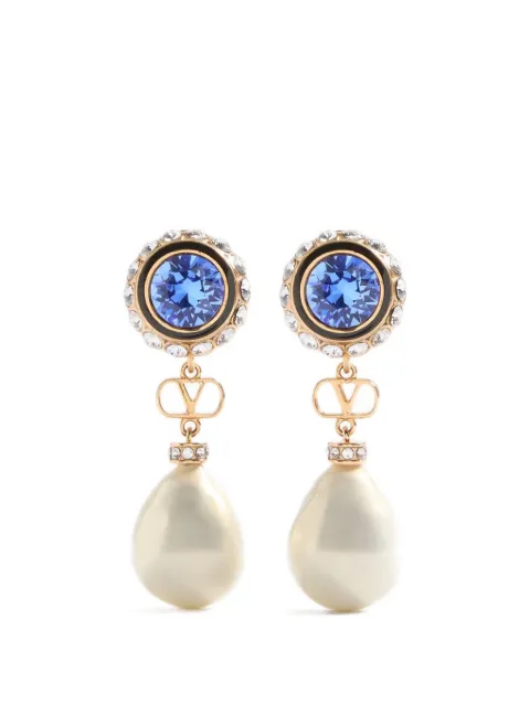 Valentino Garavani Vlogo Signature earrings in metal enamel pearls and crystals Gold WJ0AD6NBS
