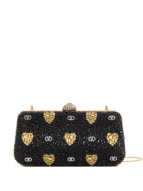 Valentino Garavani heart motif embellished clutch bag Black WB0S02WEY