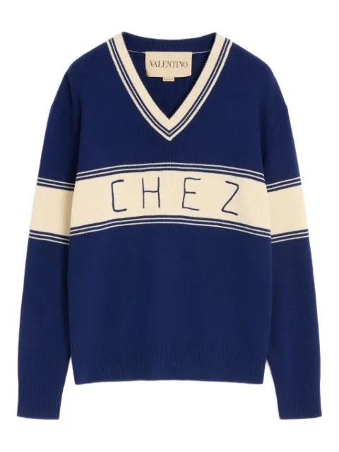 Valentino Garavani chez-jacquard sweater Blue VKC34KB02