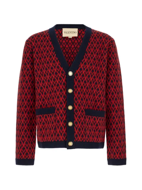 Valentino Garavani Toute La V-pattern cardigan Red VKA04IAR1