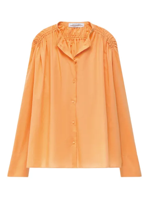 Another Tomorrow gathered-detail voile blouse Orange A224BL067CO