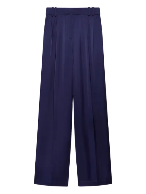 Another Tomorrow pleated satin trousers Blue A424PT063VI