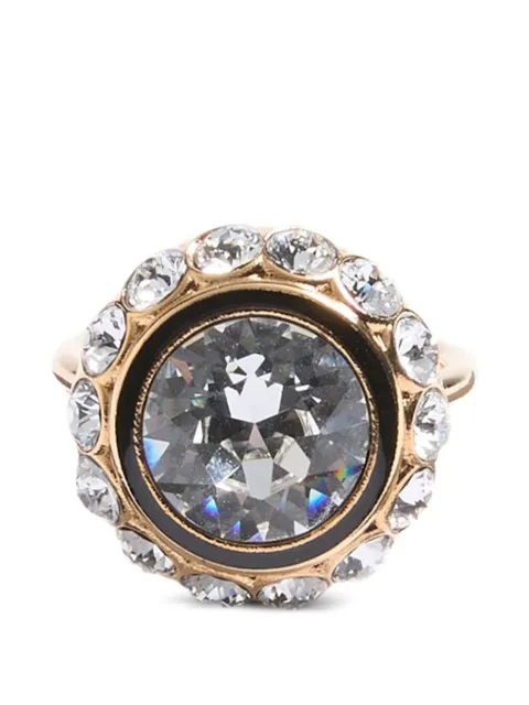 Valentino Garavani Vlogo Signature ring in metal enamel and crystals Gold WJ0AD7VTI