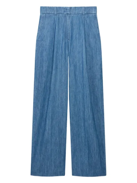 Another Tomorrow wide-leg chambray trousers Blue A424PT056CO