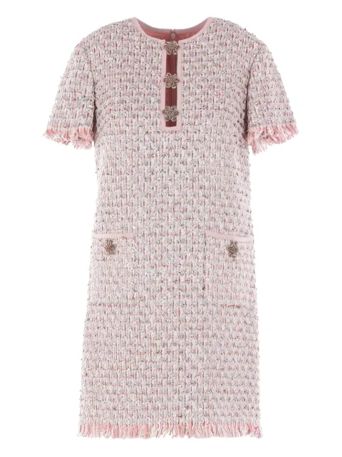 Valentino Garavani embellished-button tweed mini dress Pink BVADW59E5