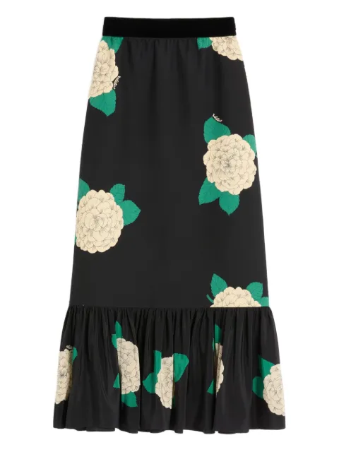 Valentino Garavani Apres L'Hiver-print midi skirt Black BRADS09MJ