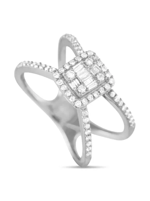 LB Exclusive pre-owned 14K white gold split-shank diamond ring Silver RN32603W