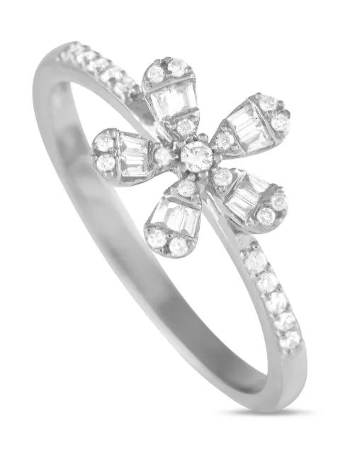 LB Exclusive 14K white gold Flower diamond ring Silver RN32405W