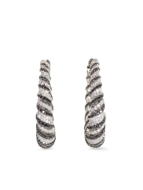LB Exclusive pre-owned 18K white gold Zebra hoop earrings Silver CED8838