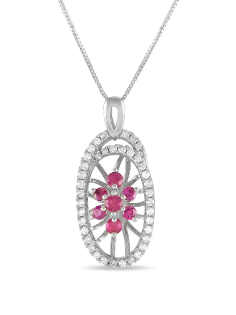 LB Exclusive pre-owned 14K white gold diamond and ruby pendant necklace Silver PD415491WRU