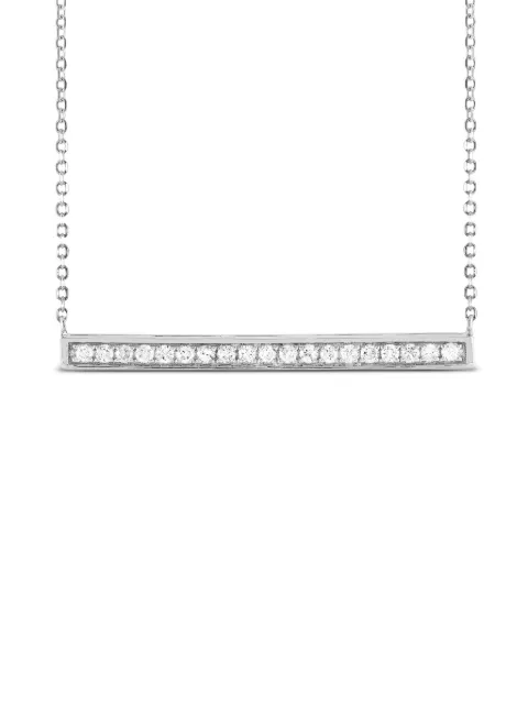 LB Exclusive 14K white gold diamond Bar necklace Silver ANK15813
