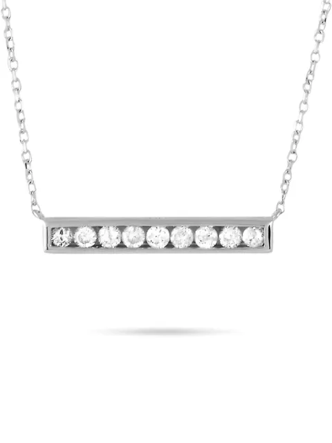 LB Exclusive 14K white gold diamond Bar necklace White ANK15807