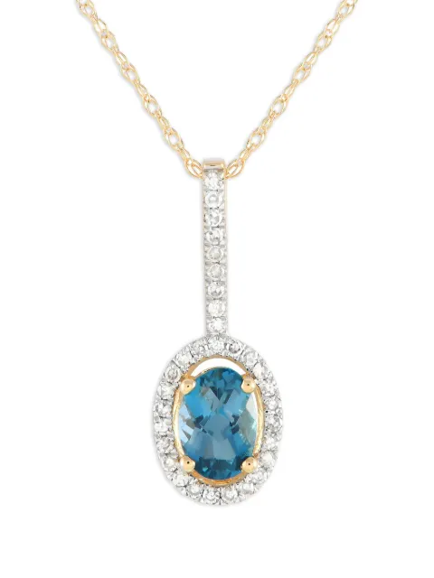LB Exclusive 14kt yellow gold diamond and blue topaz pendant necklace Gold PD416077YBT