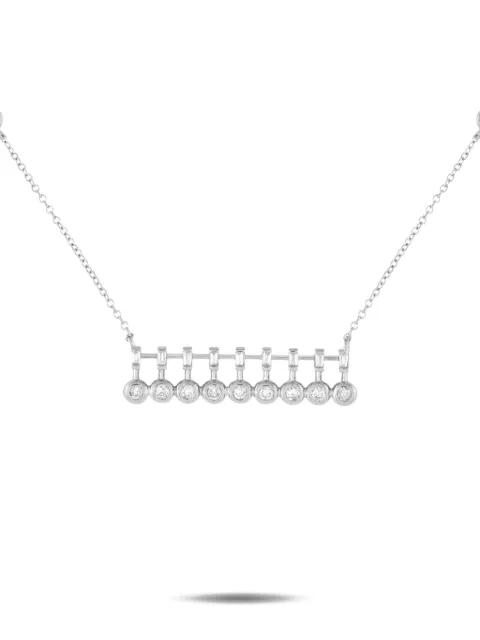 LB Exclusive 14K white gold diamond Bar necklace Silver PN15367W
