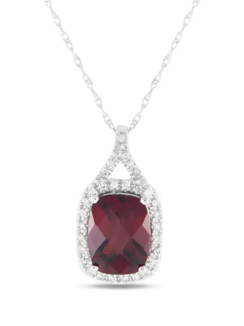LB Exclusive 14K white gold diamond and garnet pendant necklace White PD415472WGA