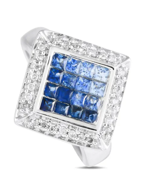 LB Exclusive 14K white gold sapphire and diamond ring Silver MF20120324