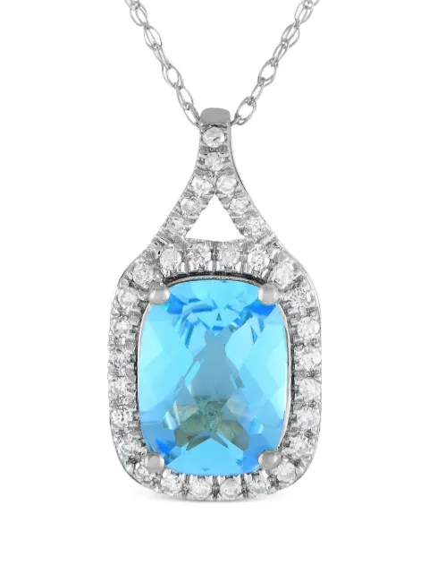 LB Exclusive 14K white gold diamond and topaz necklace Silver PD415472WBT