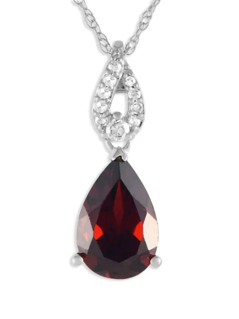 LB Exclusive 14K white gold diamond and garnet necklace Silver PD416184WGA